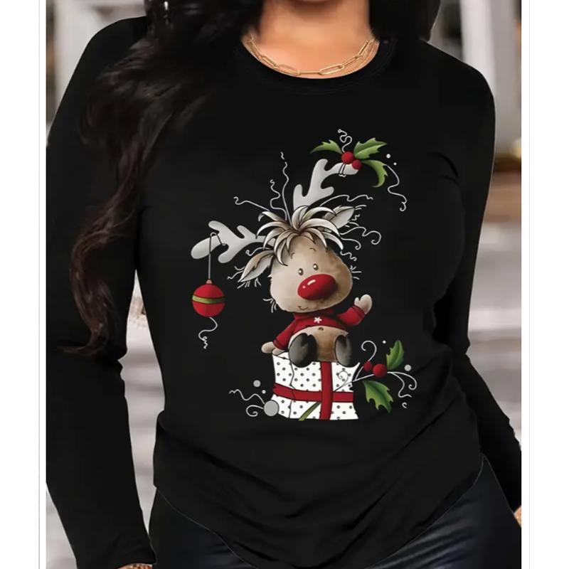 2025 Autumn & Winter Women's New Casual Crew Neck Long Sleeve Top 3D Cat Pattern