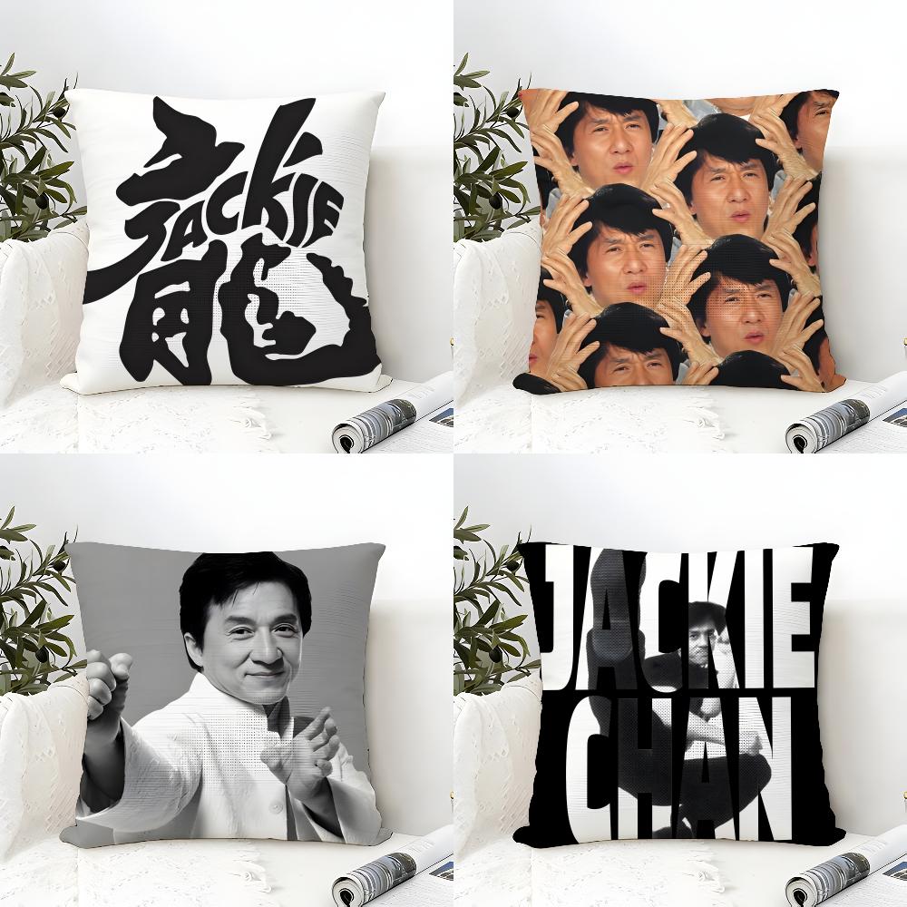 Cool kung fu Jackie Chan Pillow Case Cotton Linen Fabric Square Zipper Pillowcase Home Decorative Living Room