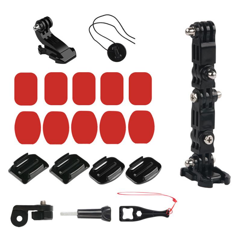 Adjustable Helmet Chin Mount Curved Side Adhesive Mount for GoPro Hero 13 12 1110 9 8 DJI OSMO SJCAM Action Camera Accessories