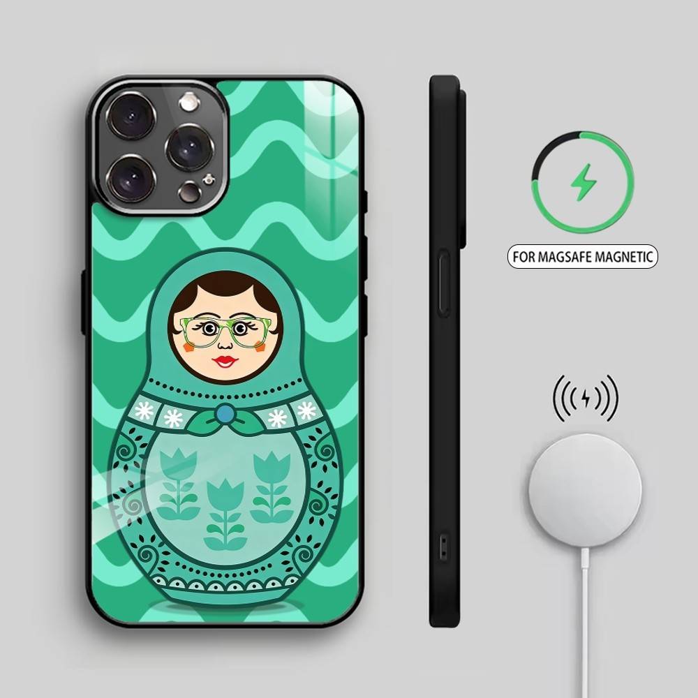 Beautiful Cool Russian Matryoshka Phone Case For iPhone17,16,15,14,13,12,11 Plus,Pro Max Magnetic For Magsafe Wireless Charging