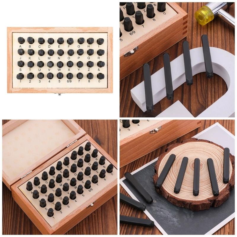 36Pcs Leather Stamping Tool Stainless Steel Handle Number and Letter Stamp Punching Tool 6mm Metal Leather Stamp Tool