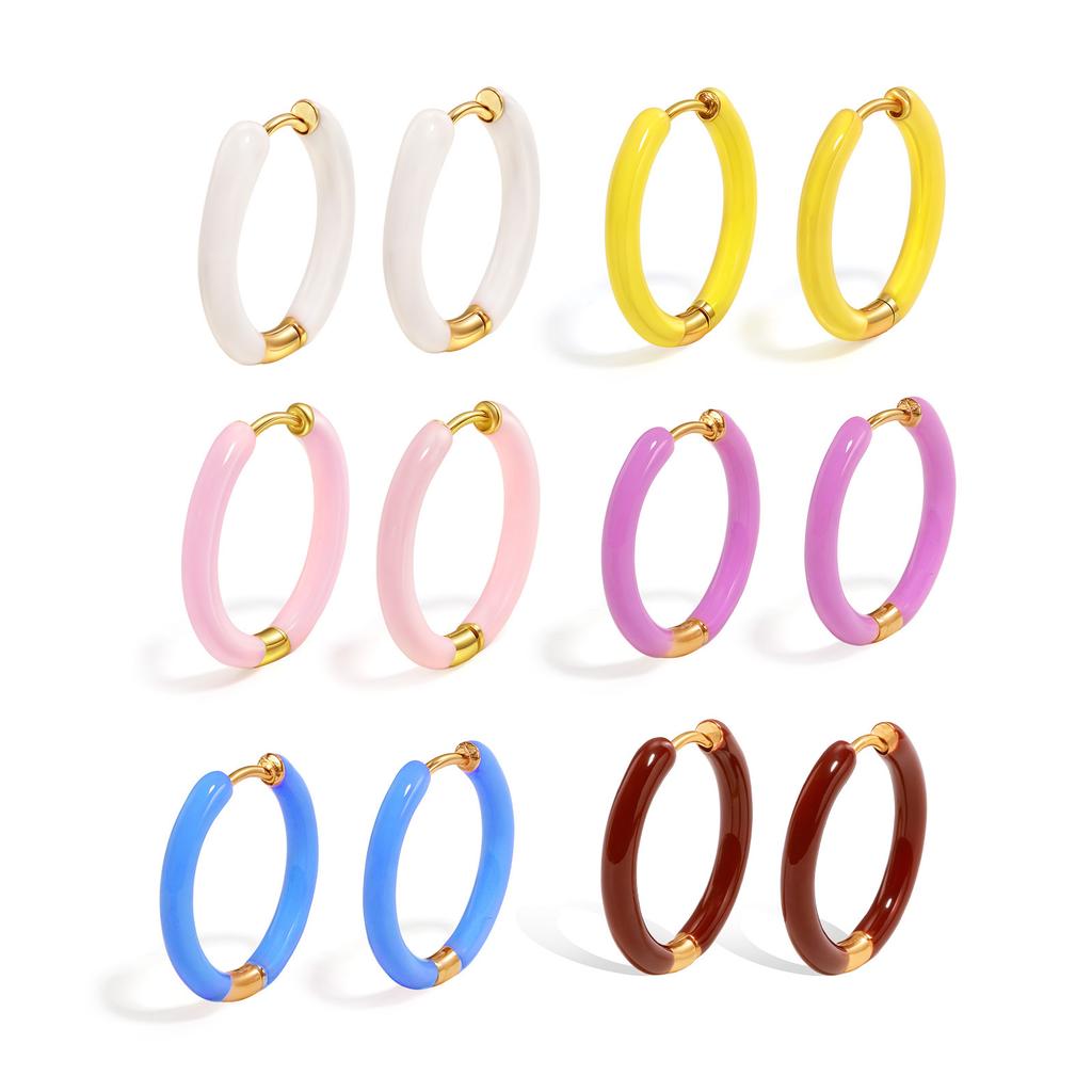 Earrings, Stainless Steel Color Epoxy Dopamine Earrings, Girls Sweet Fashion Earrings EH-857