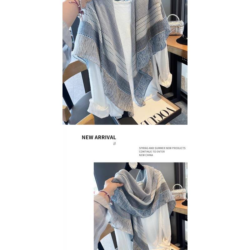 Women S Summer Plaid Large Square Scarf For Sun Protection Air Conditioning Shawl