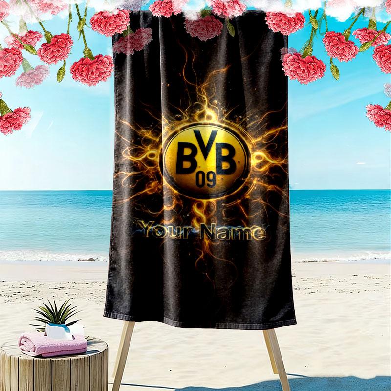 Borussia Custom Name Print Beach Towel, Large Soft Quick Dry Towel for Beach Camping Swimming