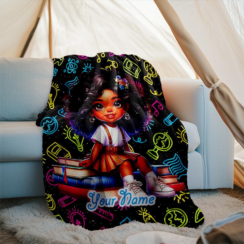 1PC Custom Name "Magical Book Adventure" outdooor Flannel blankets Patterns Throw Blanket All-Season Soft Gift for Couch, Bed, Camping gifts