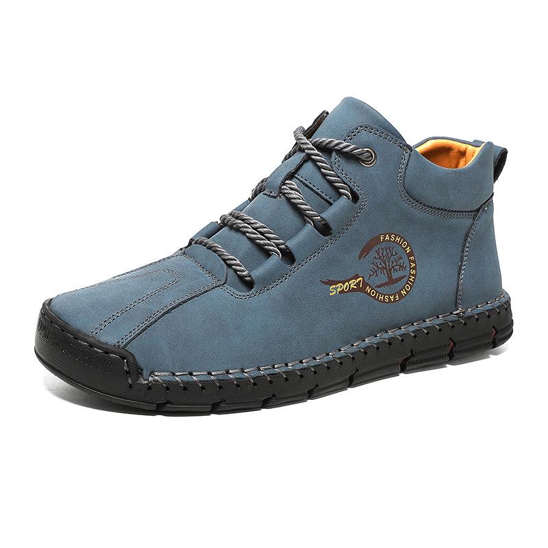 

2025 popular large-size men s Martin boots fashion hand-stitched tooling boots flat-bottomed lace-up casual shoes 48