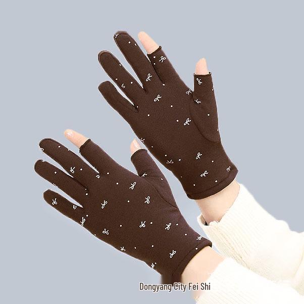 Women's Fleece Fingerless Gloves: Korean Style, Warm for Autumn & Winter, Elastic, Perfect for Driving, Cycling, and Dancing.