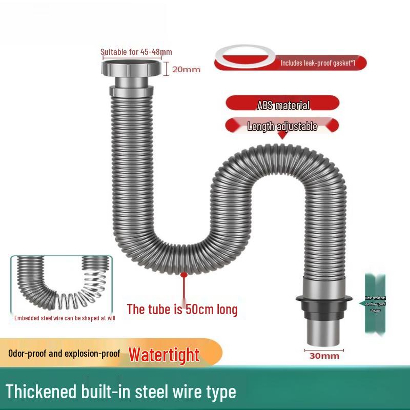 Universal Stainless Steel Sink Drain Pipe Kit