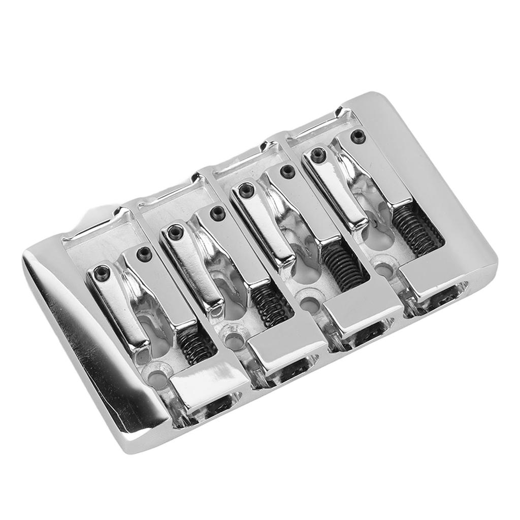 L Shaped Bass Bridge 4 String High Mass Metal Electric Bass Bridge Accessory for Musical Instrument Silver