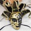 Masked Ball Mask With Bells Vintage Jester Mask Comedy Mask for Men Women Masked Ball Proms Halloween Cosplay Parties
