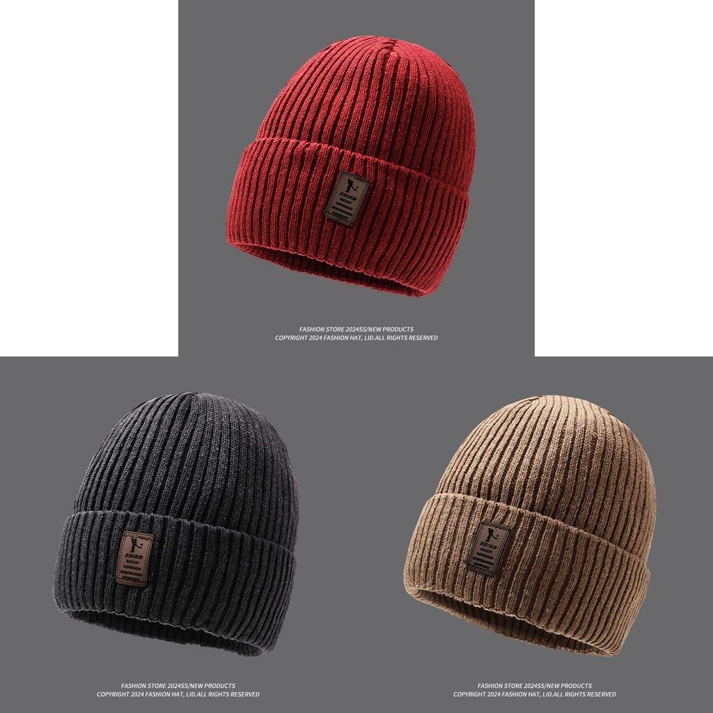 Thick Knitted Beanie Hat Winter Warmth Unisex Cap Windproof Gift Color Solid