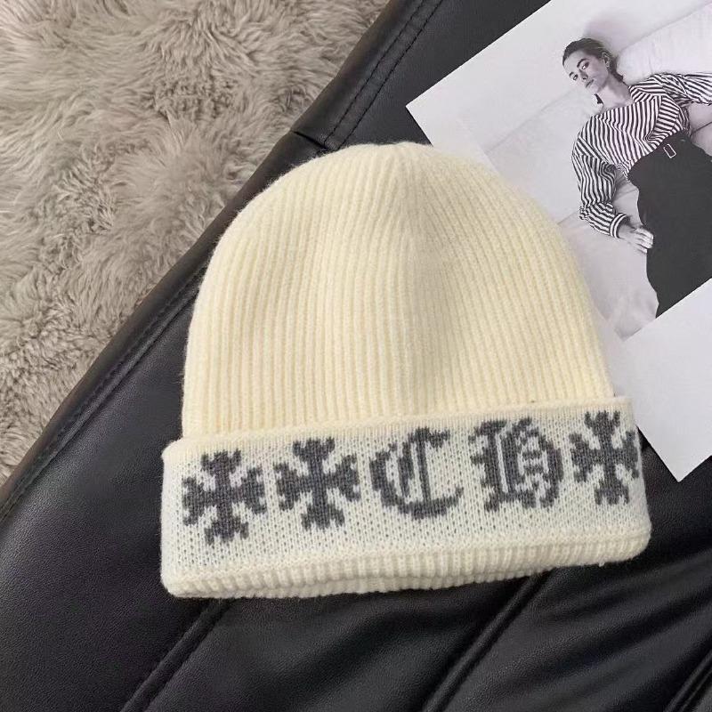 Toamnă și Iarnă Îngroșat pentru Păstrarea Căldurii Pălărie Tricotată Jacquard Femei Literă Păstrarea Căldurii Circumferință Mare a Capului Pălărie Mao Baotou cu Linie