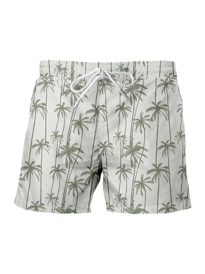 Summer Beach Coconut Tree Drawstring Personalized Printed Seaside Beach Casual Men'S Shorts