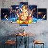 Hindu Elephant Head God Lord Ganesha 5 Piece Five Panel Wall Canvas Print Modern Art Poster Picture Home Decor Gift For Him For Her