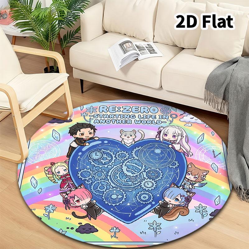 Re Zero Round Area Rug Carpet Rug For Living Room Bedroom Sofa Playroom Decor Nonslip Floor Mat
