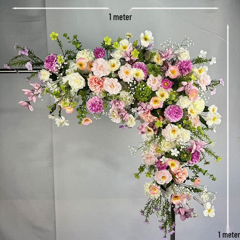 Triangular Silk Flower Wedding Arch Arrangement for Reception Background