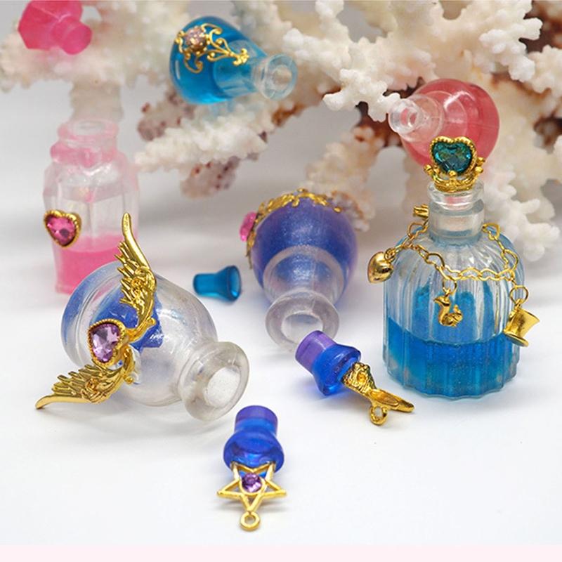 Bottle Resin Mold Storage Bottle and Stopper Resin Mold Jars Silicone Epoxy Mold for DIY Perfume Liquid Container Crafts