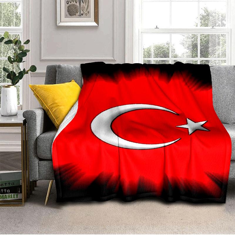 Decke mit türkischem Flaggen-Design, geeignet für Sofas, Betten, Büros und Camping - Perfektes Geschenk für Halloween und Weihnachten