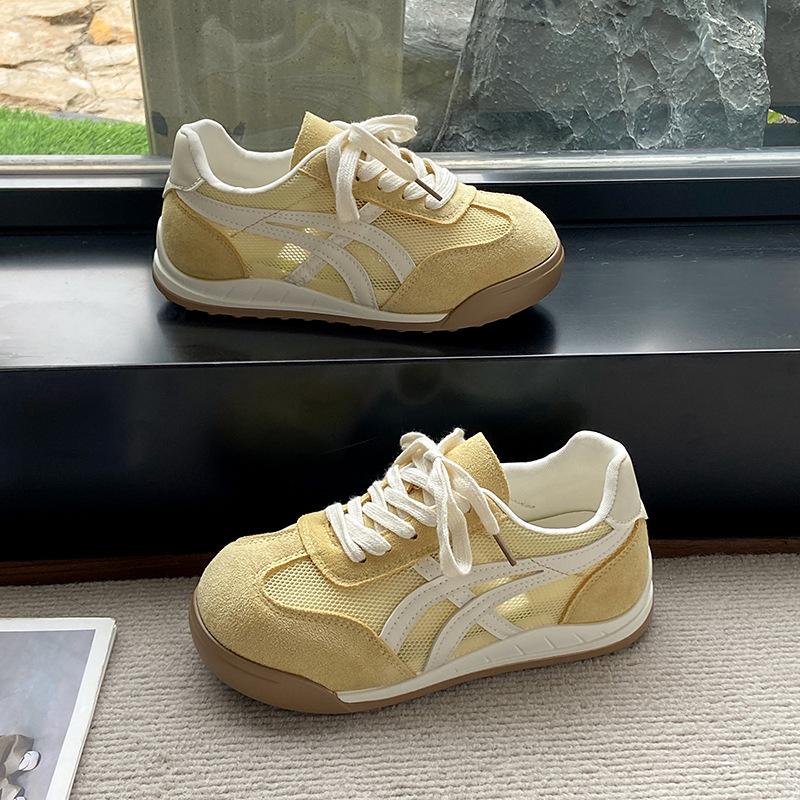 

женские новые весенне-летние тонкие маленькие белые туфли на толстой подошве, повседневные спортивные женские туфли уродливые и милые 40 жёлтый