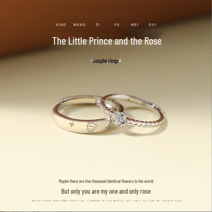 The Little Prince & Rose Couple Rings: Love Token Birthday Gift for Her (2024)