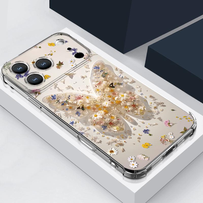 Multi-color Butterfly Pattern Case For iPhone 17 Pro Max Coque iPhone 16 15 14 13 Pro Max 11 Shockproof Clear Soft Silicone Cover