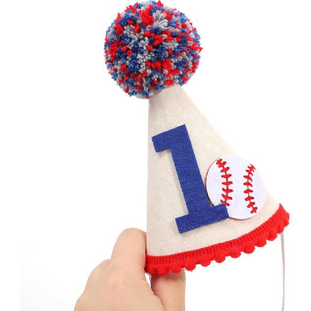 WAUAO Baseball 1st Birthday Party Hat - Rookie Of The Year Birthday Decorations,Baseball 1st Birthday Decorations,Baseball First Birthday Crown