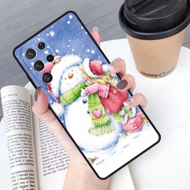 Christmas Snowman Penguin Santa Reindeer Phone Case Cover For Samsung Galaxy S24 S25 Ultra S21 S22 S10E Note 10 Plus 20 FE S23