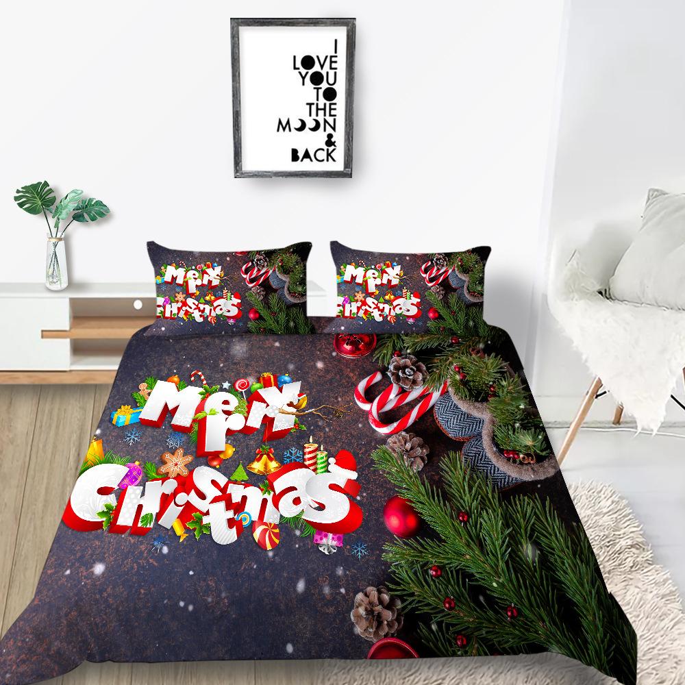 Quilt Cover Pillowcase Two Or Three-Piece Set Christmas Gift Polyester Digital Printing