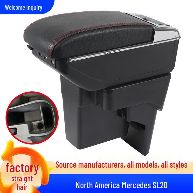Fits Mercedes-Benz SL20 Armrest Box: SL20 Center Console Storage Accessories for 24-Model Single Layer - Black/Black