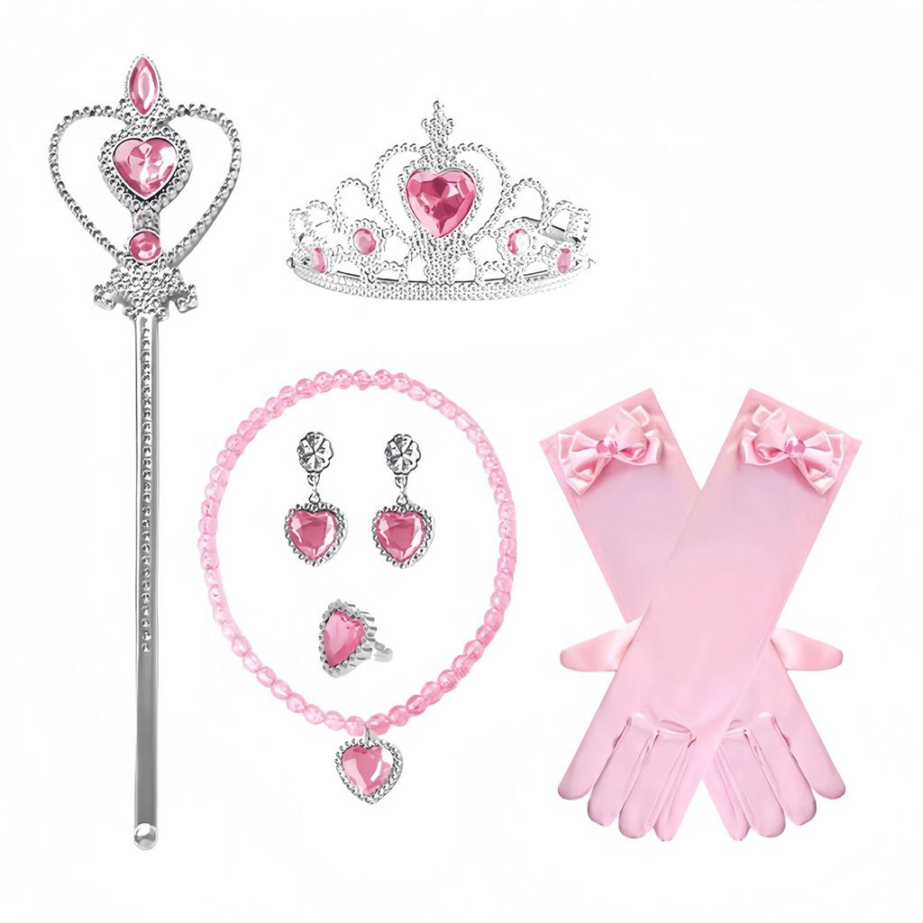 Princess Accessories Gloves Wand Crown Jewelry Set Wig Necklace Braid for Princess Dress Clothing Cosplay Dress UP