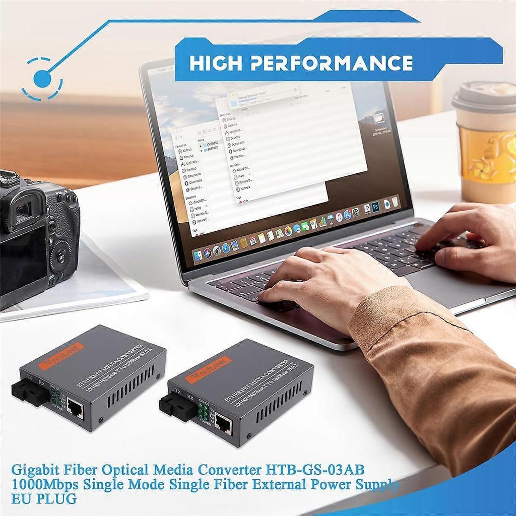 Gigabit Fiber Media Converter GS-03AB 1000Mbps Single Mode Single Fiber External Power Supply EU Plug Network Signal Transceiver