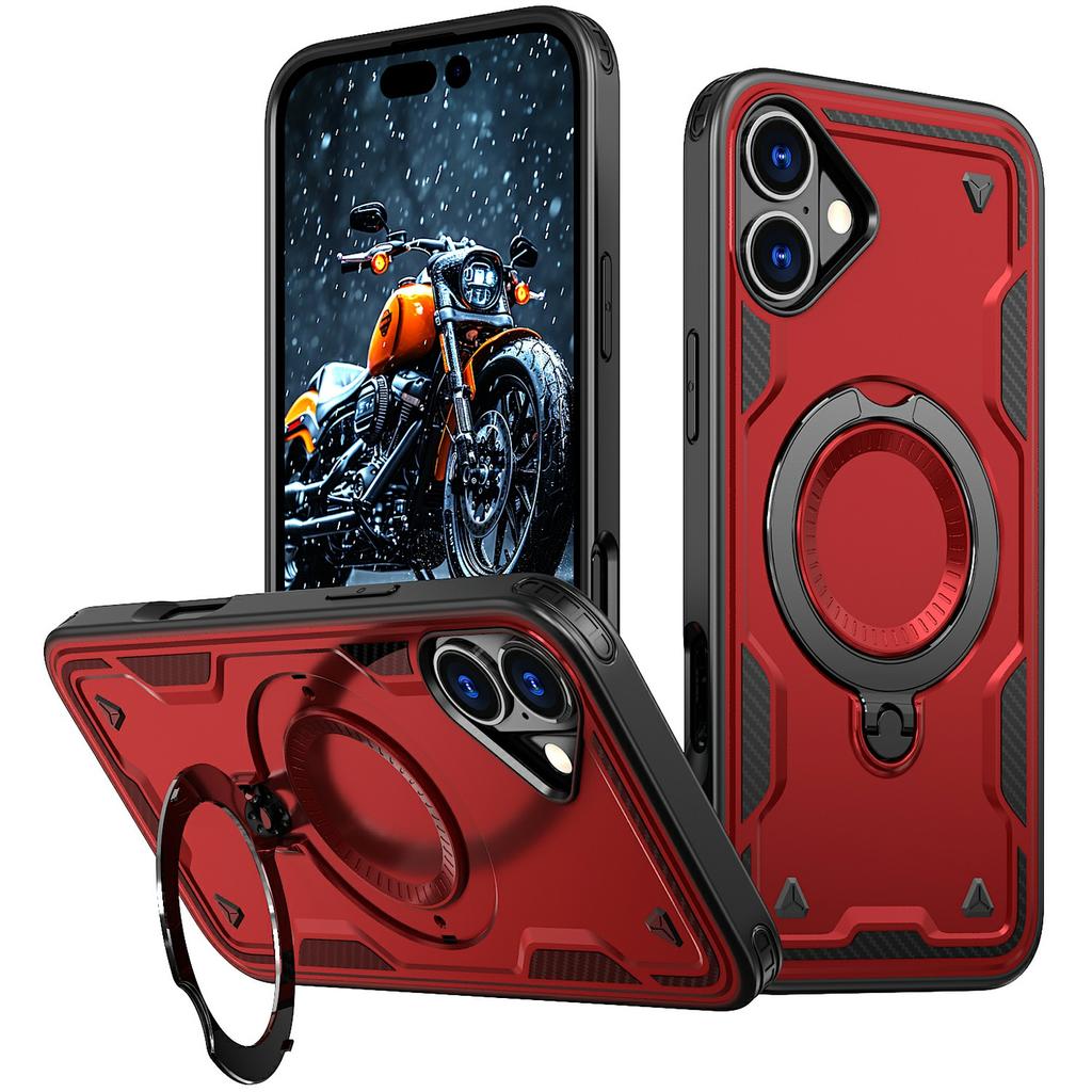 For iPhone 16 Case Compatible with MagSafe Military Protection PC+TPU Kickstand Phone Cover