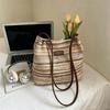 Fashionable Woven Straw Women'S Shoulder Bag Large Capacity Tote Bag Summer Holiday Style Polyester Material Bag