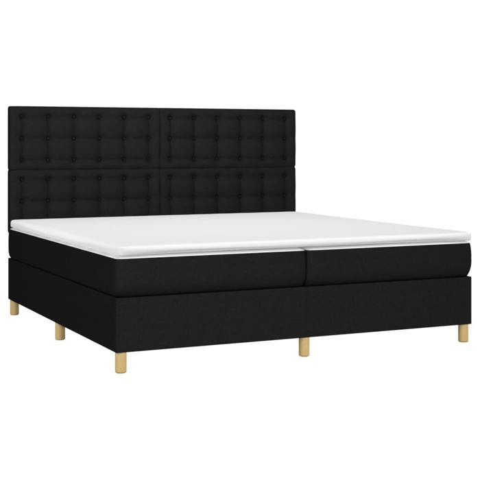 VidaXL Slat Bed Base with Mattress and LED, Upholstered Bed with Headboard, Double Bed, Adult Bedroom Bed, 3135783