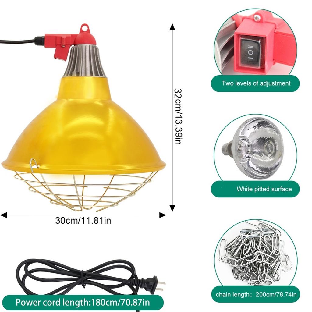 Livestock Pig Brood Warmer Heating Lamp Shade Adjustable Temperature Farm Poultry Goose Pig Cultivation Heat Preservation Lamp