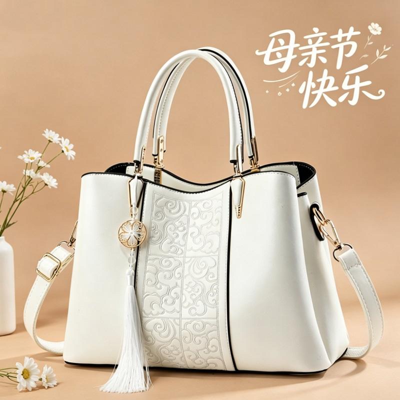 Exquisite Vintage Embroidery Premium Texture Handbag For Middle Aged Ladies, Multi-purpose Top Handle Shoulder Crossbody Holiday Gift Bag