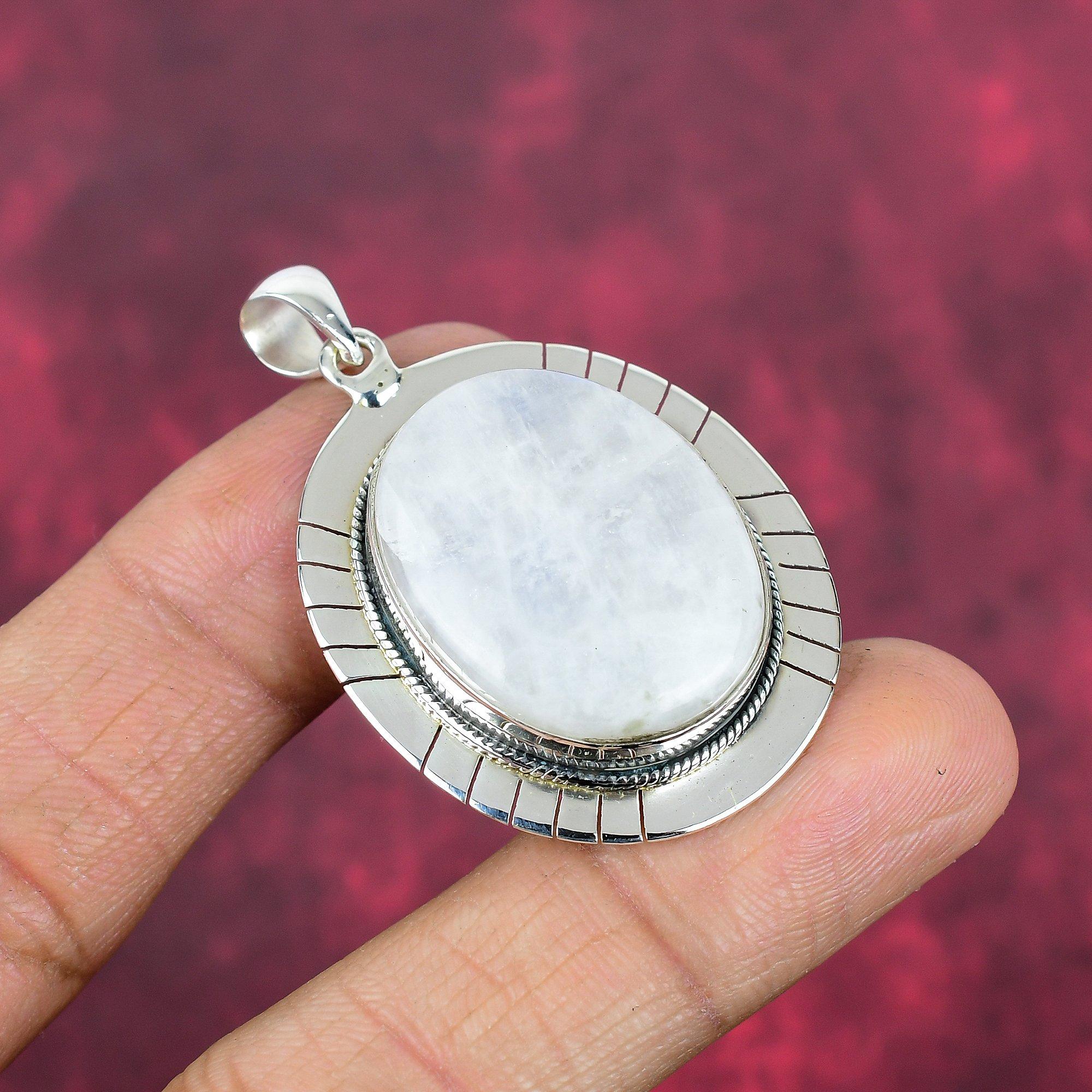 

Ювелирные изделия из радужного лунного камня, подвеска из стерлингового серебра 925 пробы, красивая ювелирная подвеска ручной работы 1.92 Inches белый