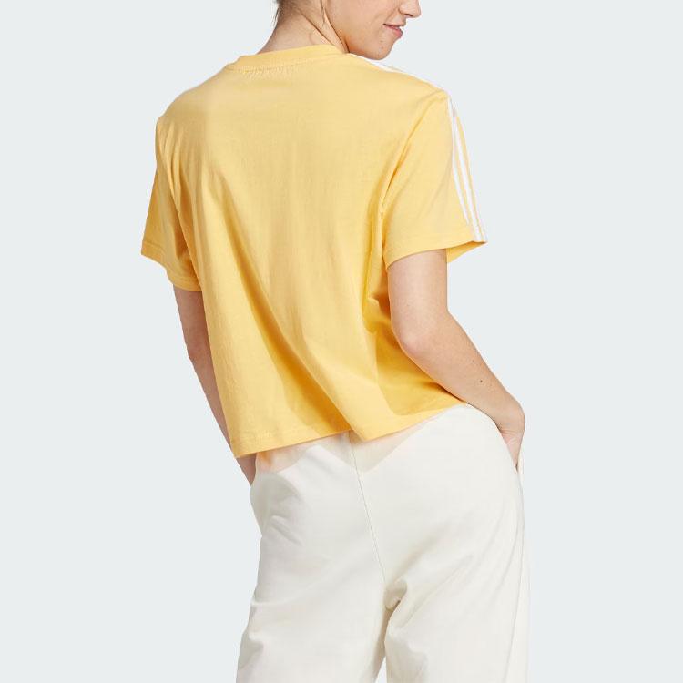 New Adidas Essential Drop Shoulder Sleeve T Shirt Women's Light Yellow IS1575