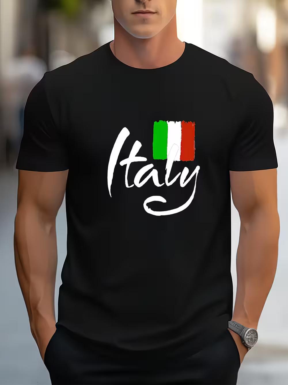 

T-Shirt with Italian Letters And Flag Print S