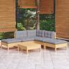 Day and Night - Day and Night Garden Furniture Set 6 Pieces and Gray Pine Wood Cushions