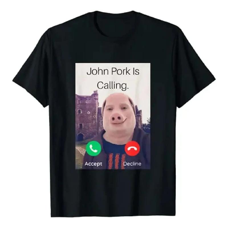 Camiseta John Pork Is Calling Answer Call Phone Humor Funny S разноцветный