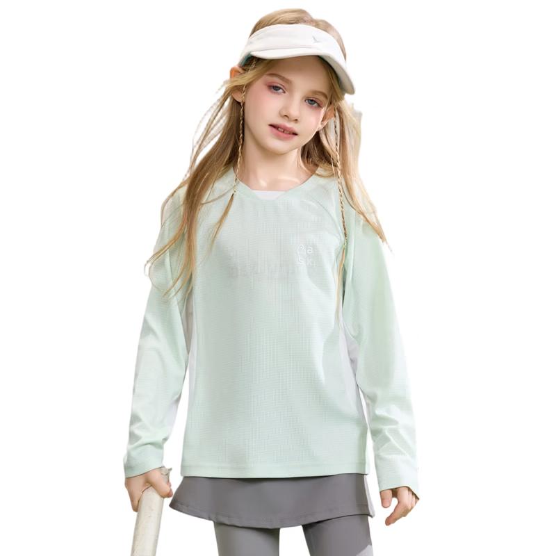 ASK JUNIOR Girls Green Long Sleeve Active T-Shirt 130