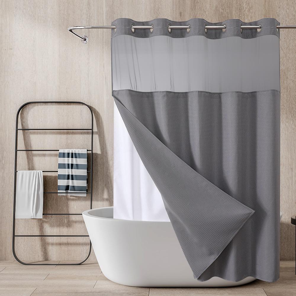 Double Layer Bathroom Curtain Magnet Weights Partition Curtain Waffle Pattern Shower Curtain  Home W 36 in x  L 72 in серый