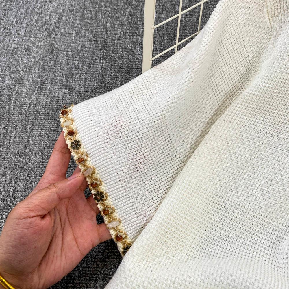 Summer Women O-neck Short Sleeve Sequined Knitted Sweater Pullover Tops