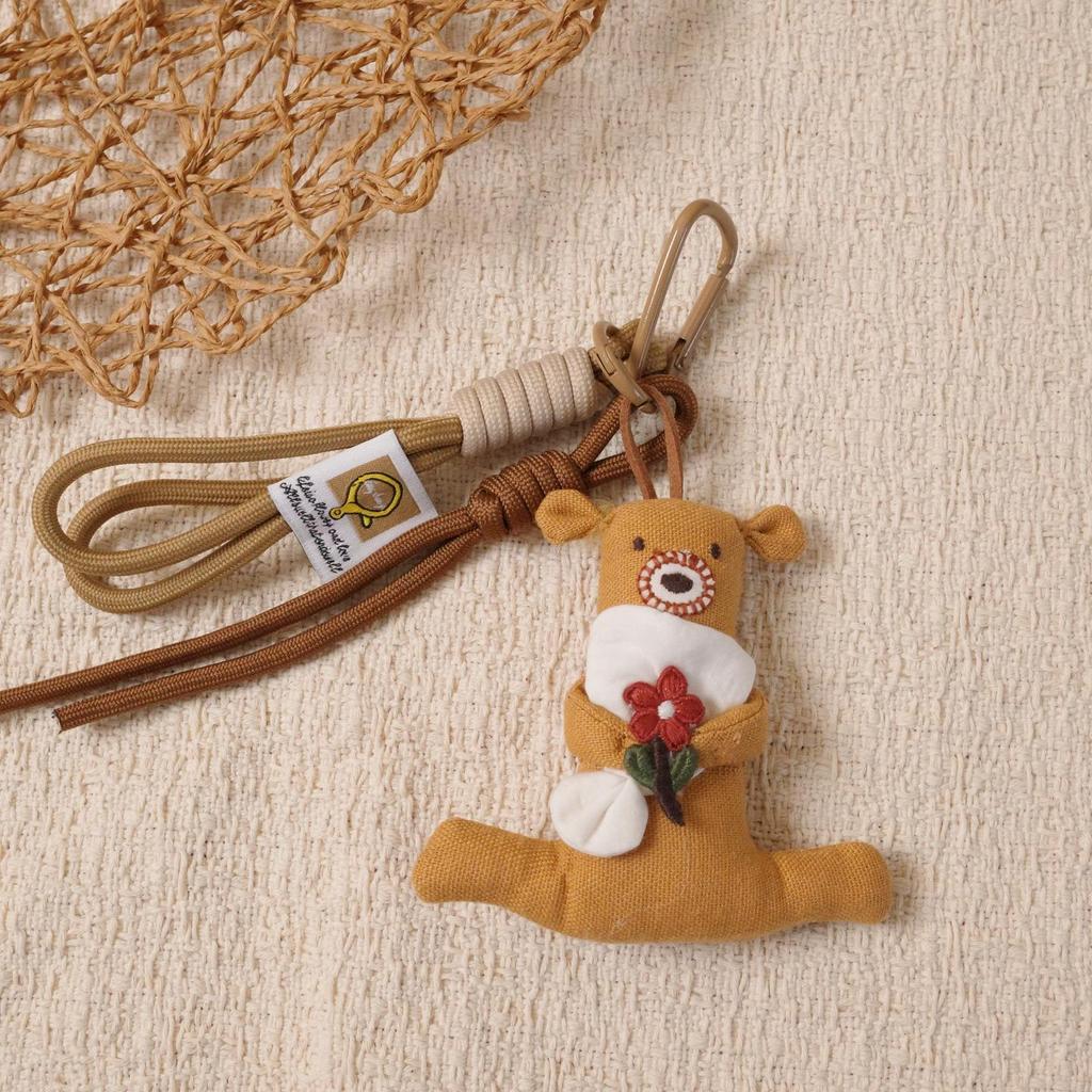 Korean Handmade Fabric Lion Keychain & Bag Pendant - Cartoon Animal Hanging Ornament