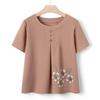 Elderly Women's Summer Cotton Silk Short-Sleeve Pant Set