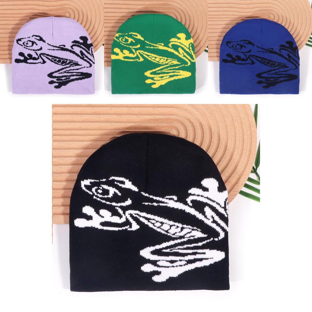 Knitted Frog Pattern Thermal Hat For Women And Men Winter Outdoor Wear