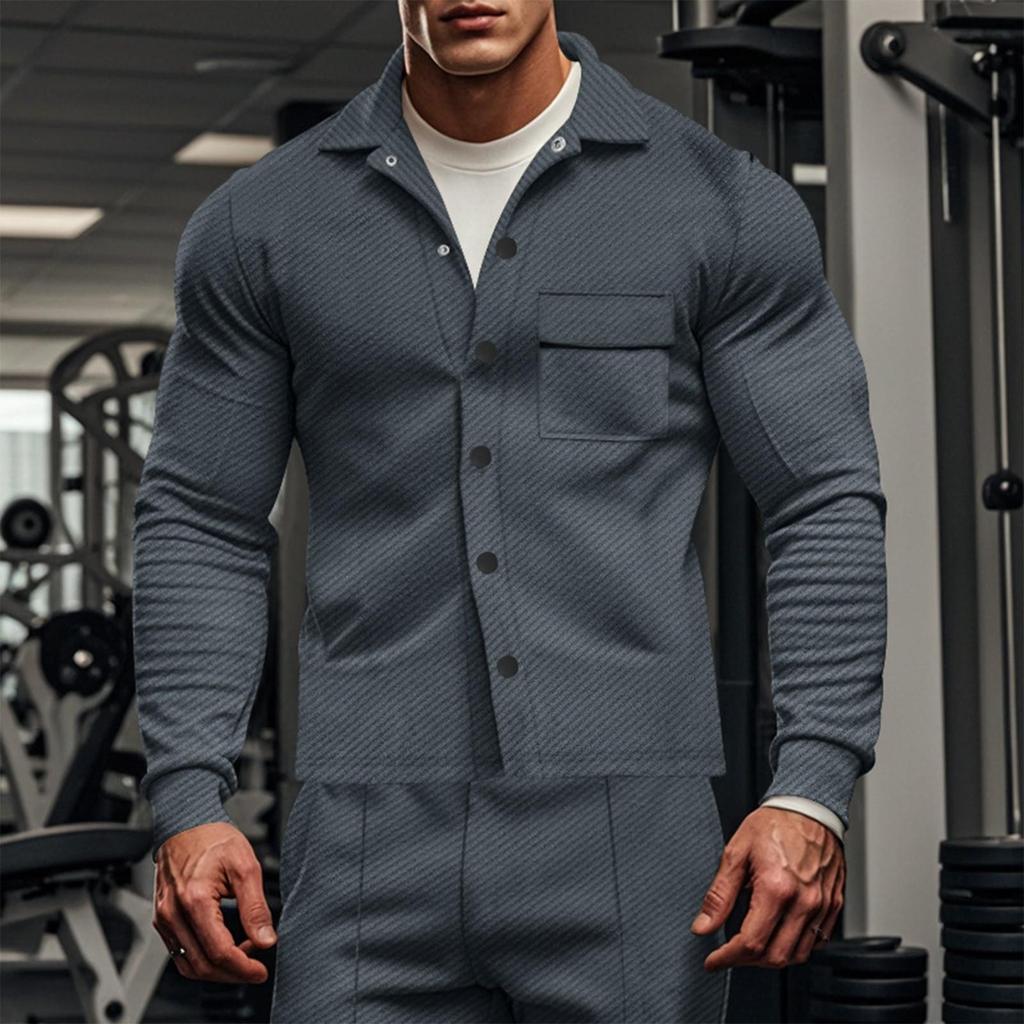 Herren Twill Revers Langarm Jacke Einreihig Einfarbig Schlank Jacke Twill Hose Anzug