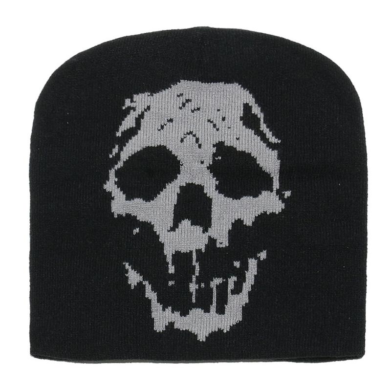 

Trendy Skull Winter Hat Stylish Embroidery Knitted Hat Outdoor Headwear for Parties and Music Festivals