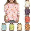 Kids Animal Print Crew Neck Three Quarter Sleeve Casual T Shirt Soft Fabric Comfortable Fit Lightweight Design Suitable for Everyday Wear